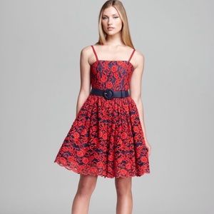 Alice + Olivia Red Lace Corset Dress